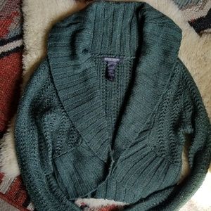 Green cowl neck sweater